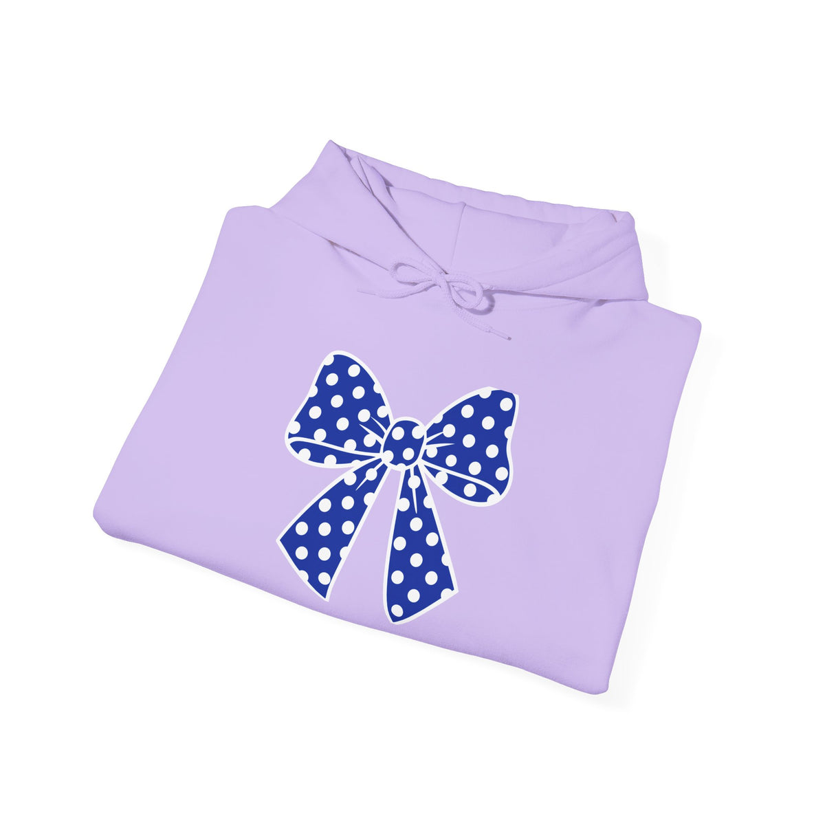 Polka Dot Bow Hoodie — Cute Blue Ribbon Graphic Sweatshirt