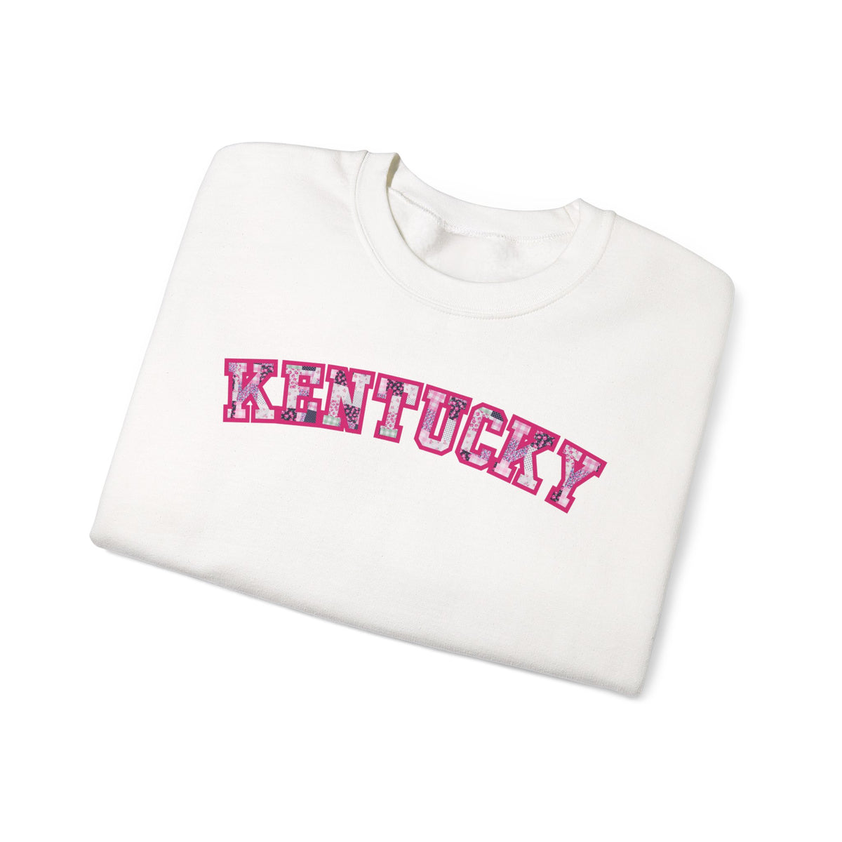 Kentucky Pink Plaid Crewneck Sweatshirt | State Pride, Retro Block Letters