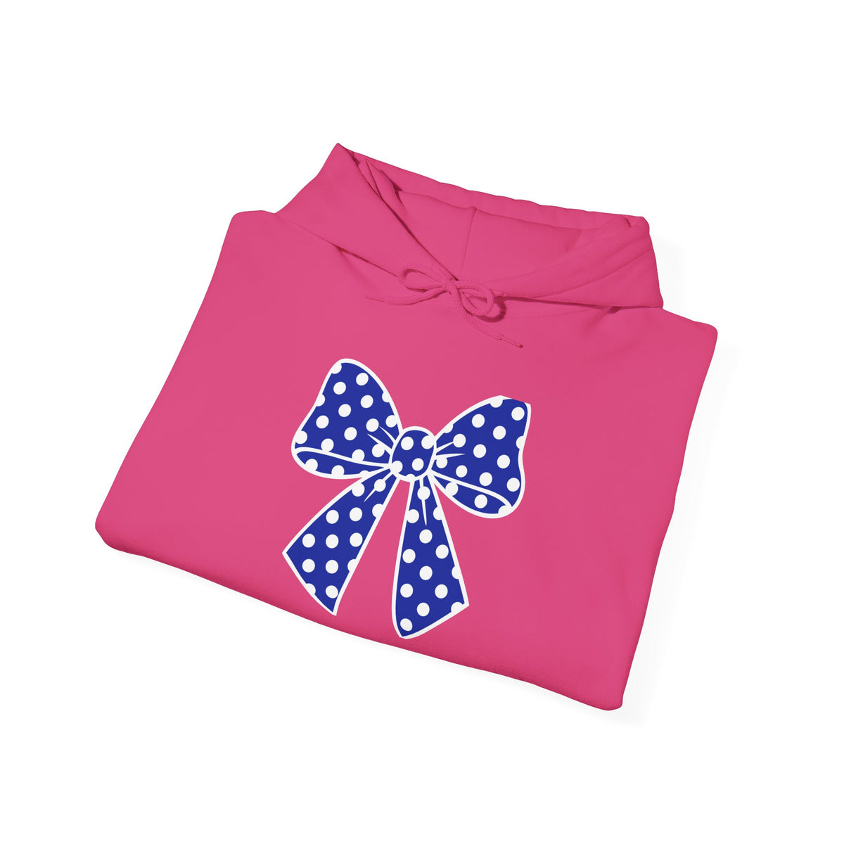 Polka Dot Bow Hoodie — Cute Blue Ribbon Graphic Sweatshirt