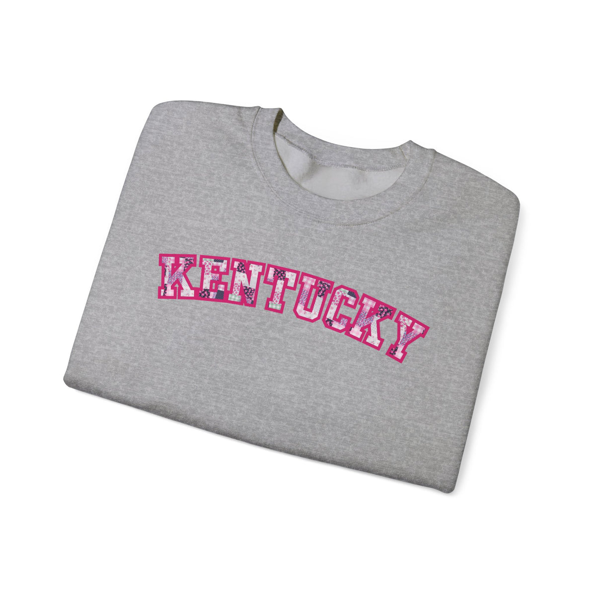 Kentucky Pink Plaid Crewneck Sweatshirt | State Pride, Retro Block Letters