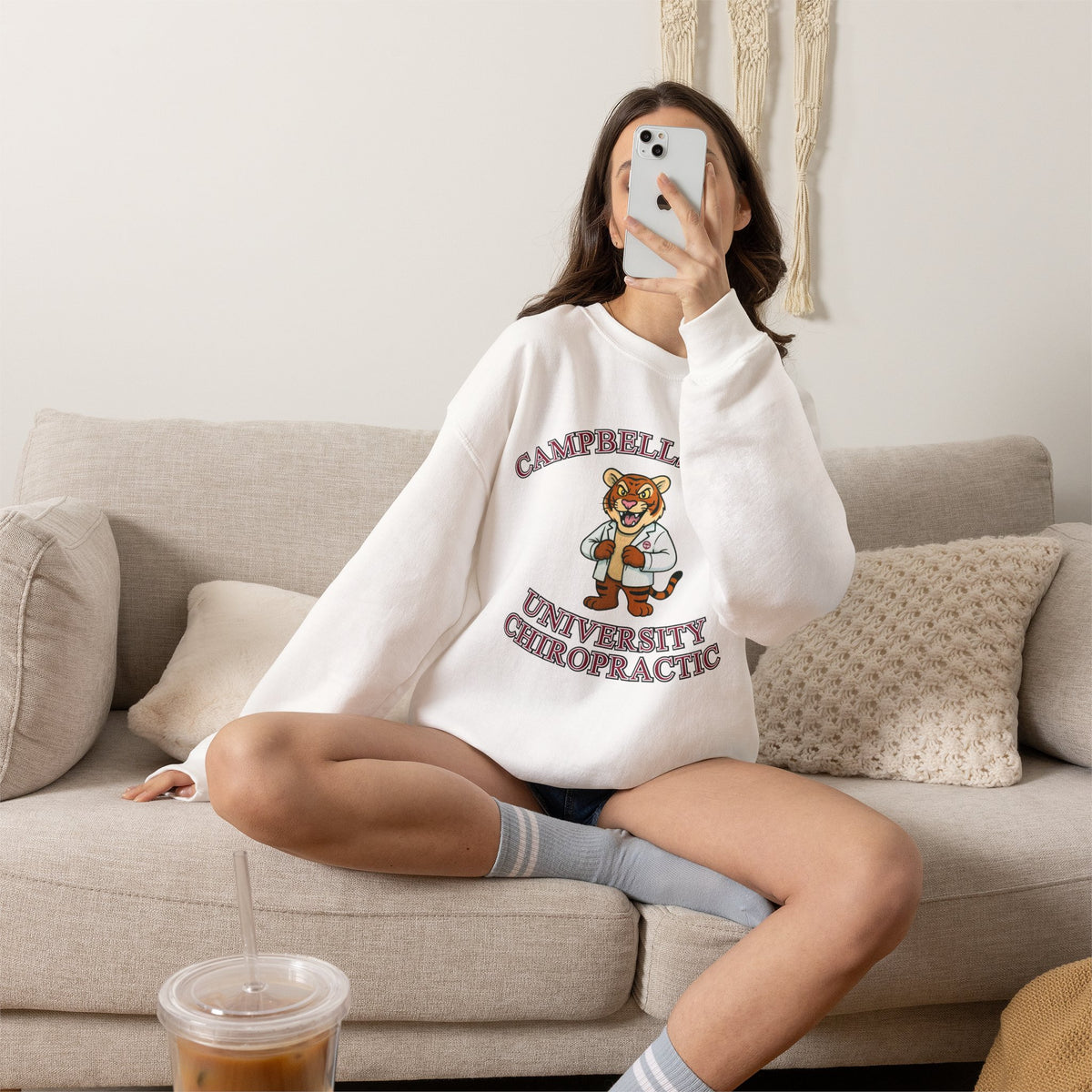 Campbellsville University Chiropractic Crewneck Sweatshirt — Retro Mascot Pullover