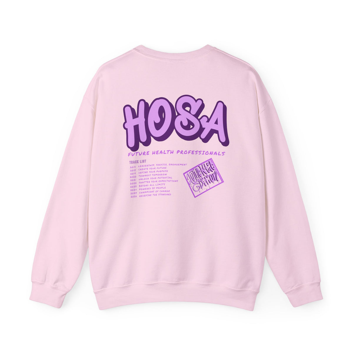HOSA Concert Style Crewneck Sweatshirt, Cozy Unisex Sweatshirt, Ideal for Health Students | Purple Gildan Edition