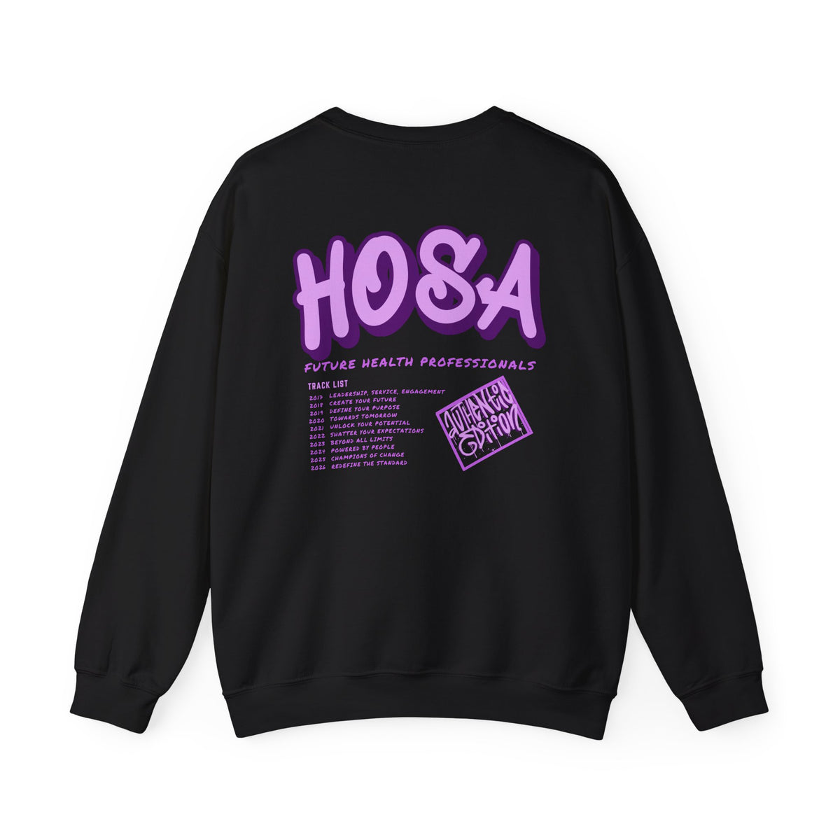 HOSA Concert Style Crewneck Sweatshirt, Cozy Unisex Sweatshirt, Ideal for Health Students | Purple Gildan Edition