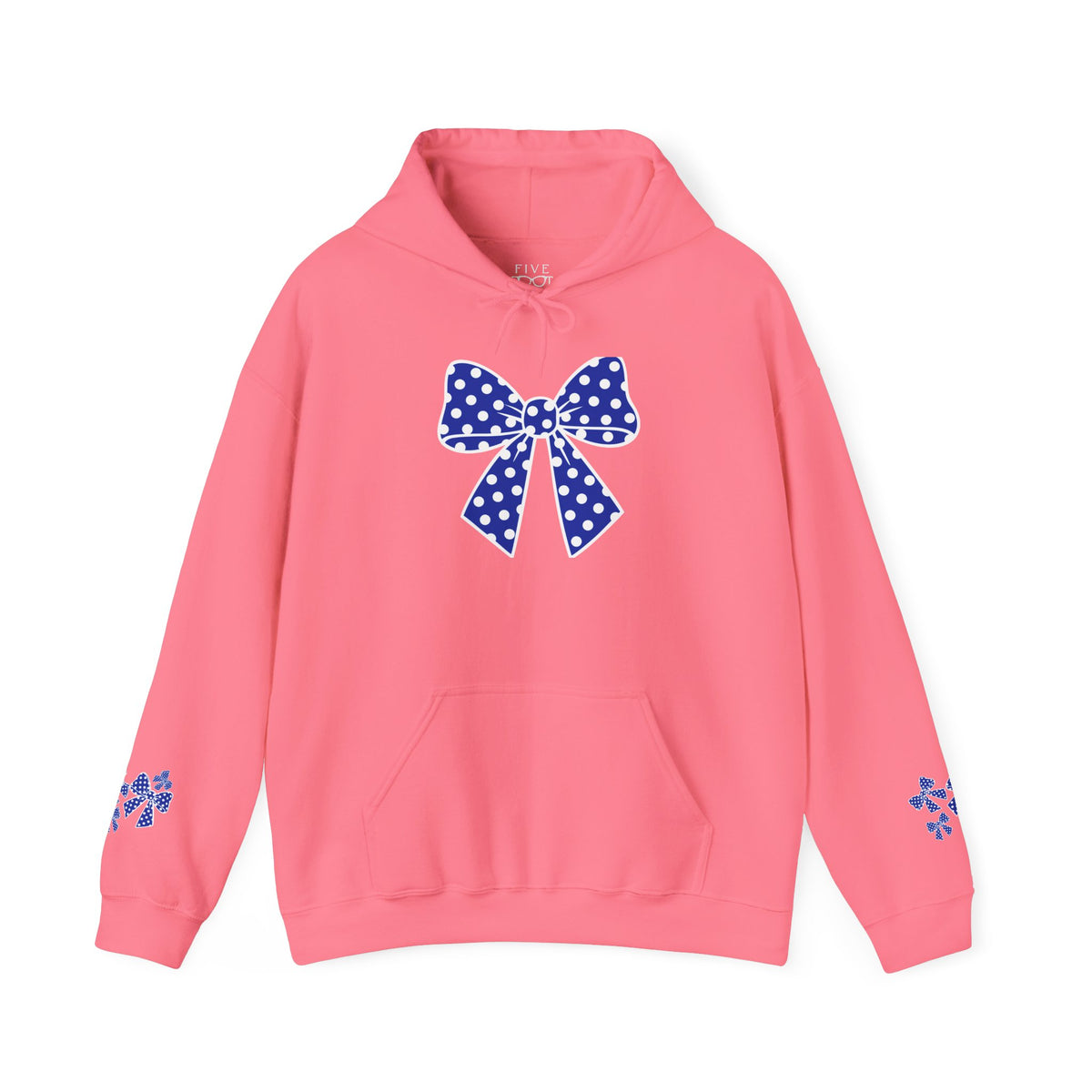 Polka Dot Bow Hoodie — Cute Blue Ribbon Graphic Sweatshirt
