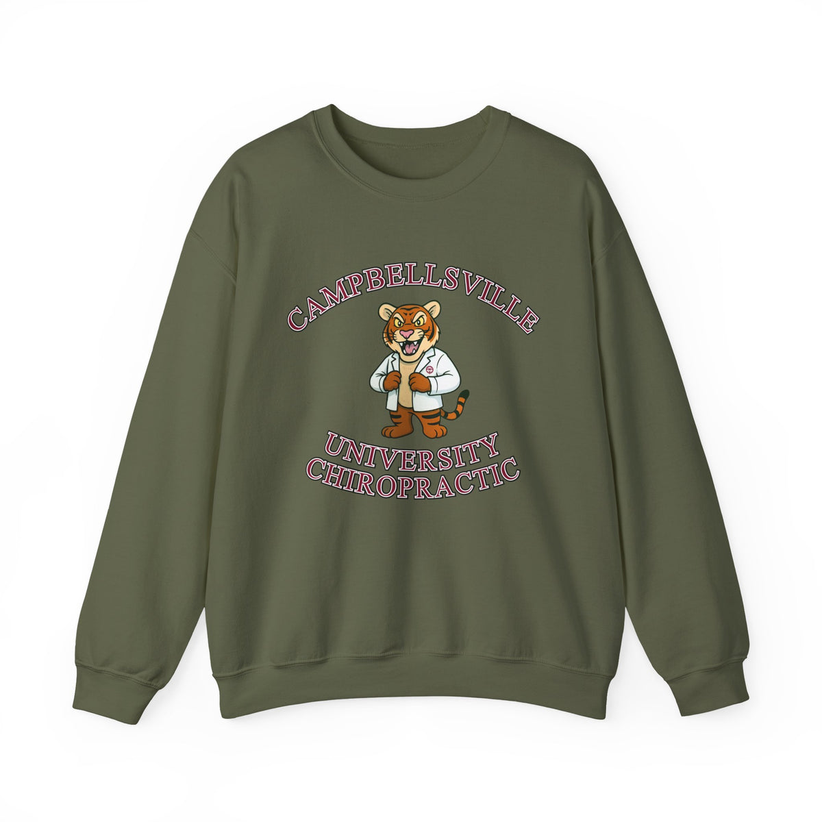Campbellsville University Chiropractic Crewneck Sweatshirt — Retro Mascot Pullover