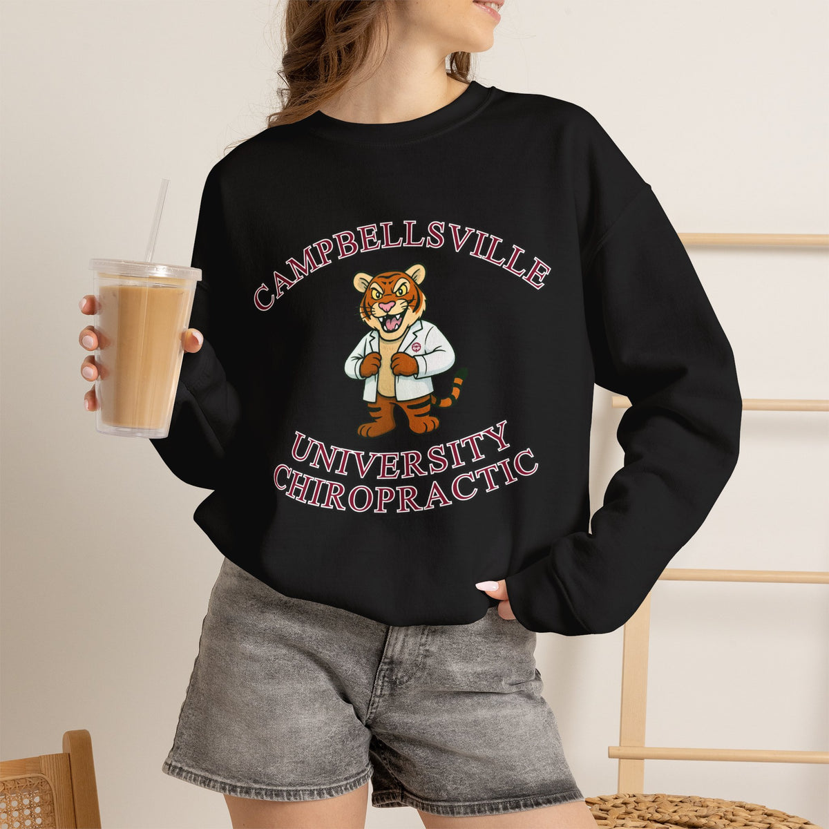 Campbellsville University Chiropractic Crewneck Sweatshirt — Retro Mascot Pullover