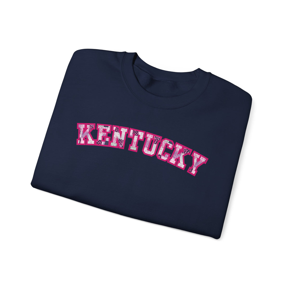 Kentucky Pink Plaid Crewneck Sweatshirt | State Pride, Retro Block Letters