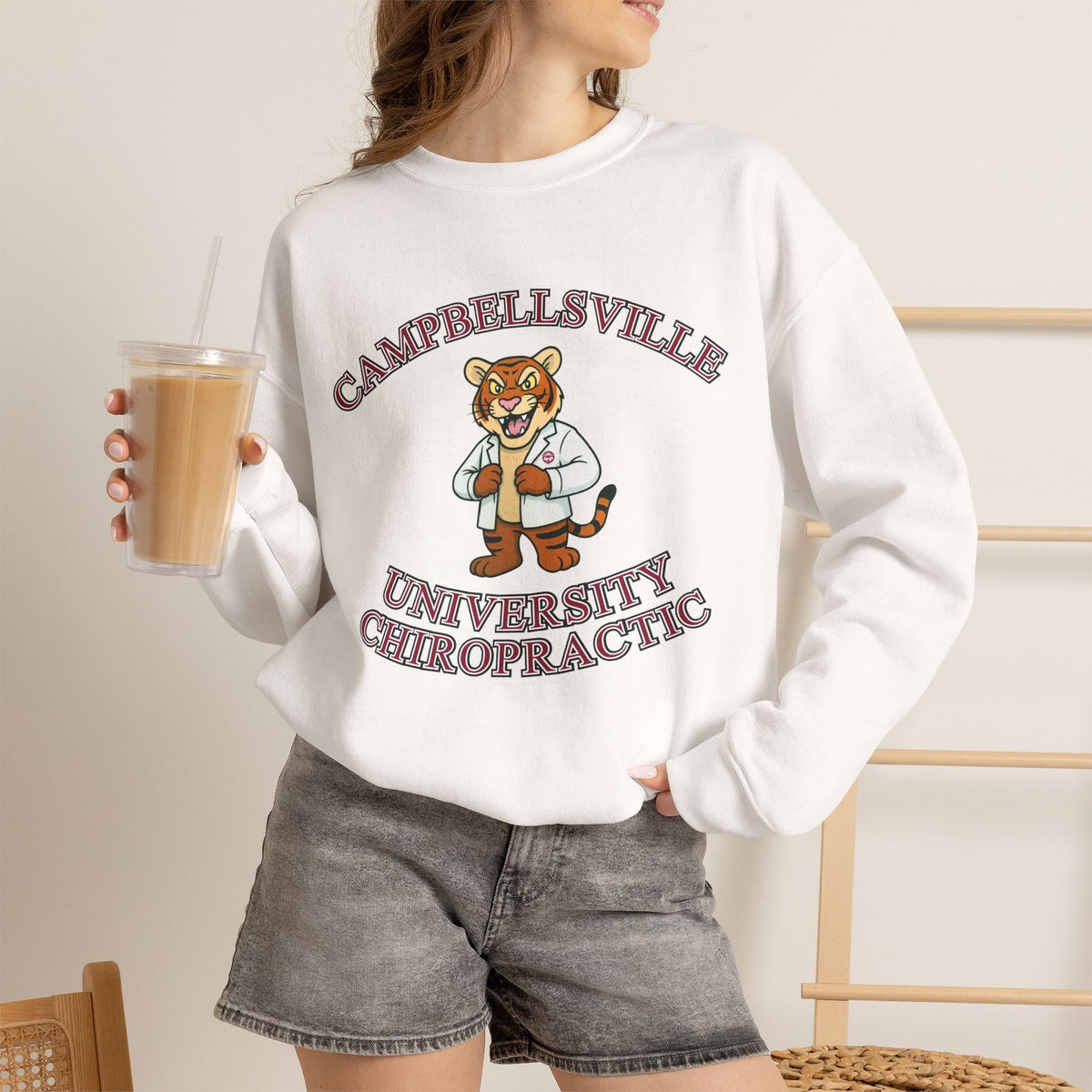 Campbellsville University Chiropractic Crewneck Sweatshirt — Retro Mascot Pullover