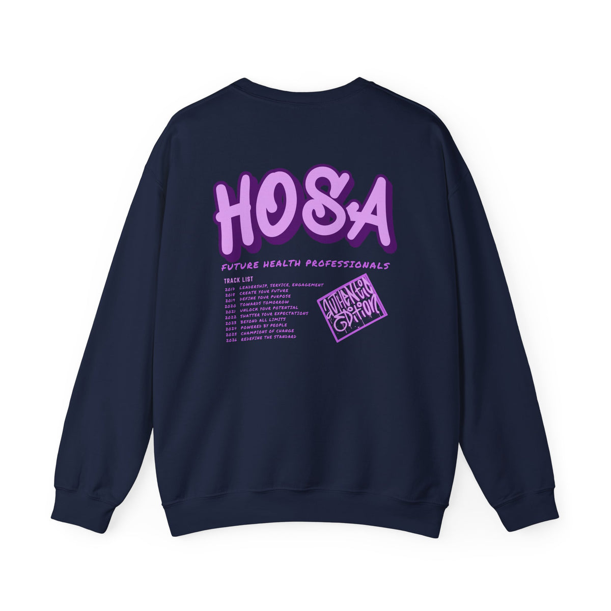 HOSA Concert Style Crewneck Sweatshirt, Cozy Unisex Sweatshirt, Ideal for Health Students | Purple Gildan Edition
