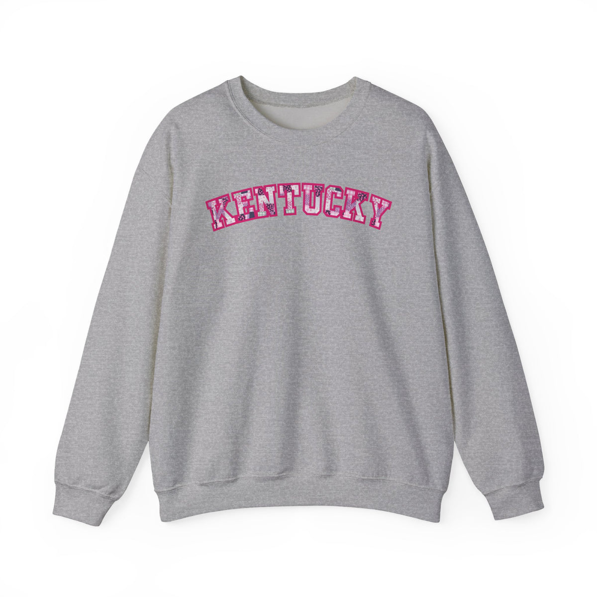 Kentucky Pink Plaid Crewneck Sweatshirt | State Pride, Retro Block Letters