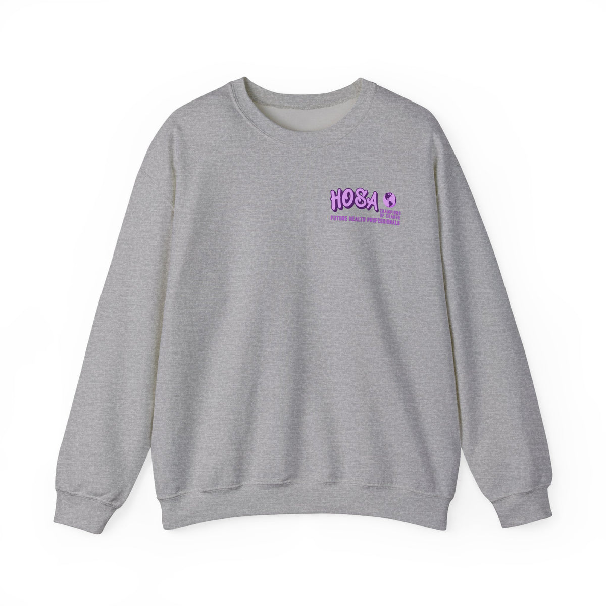 HOSA Concert Style Crewneck Sweatshirt, Cozy Unisex Sweatshirt, Ideal for Health Students | Purple Gildan Edition