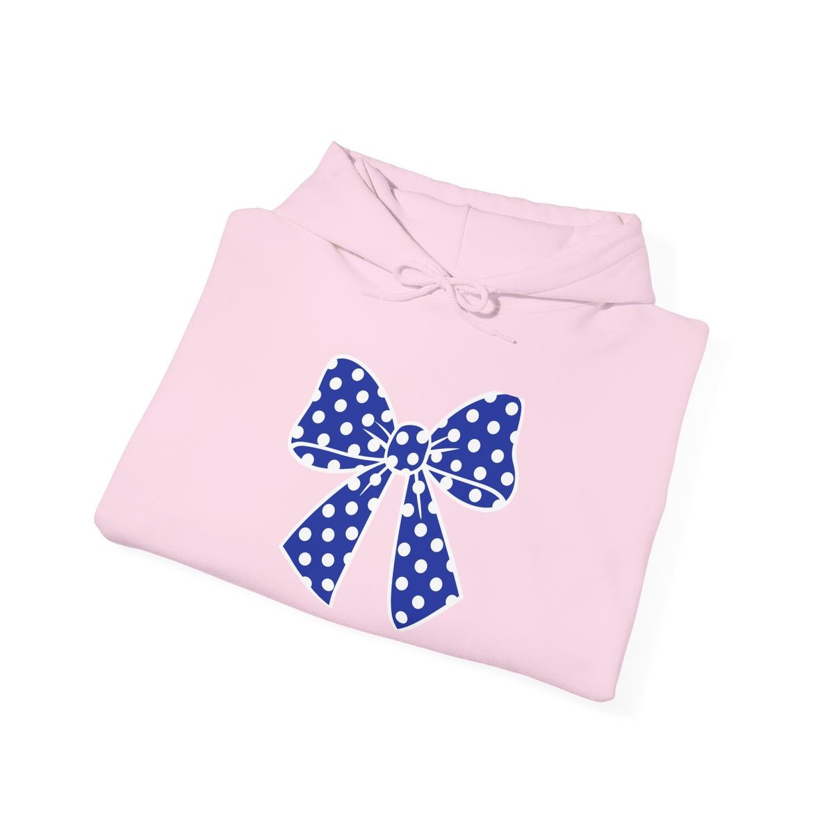 Polka Dot Bow Hoodie — Cute Blue Ribbon Graphic Sweatshirt