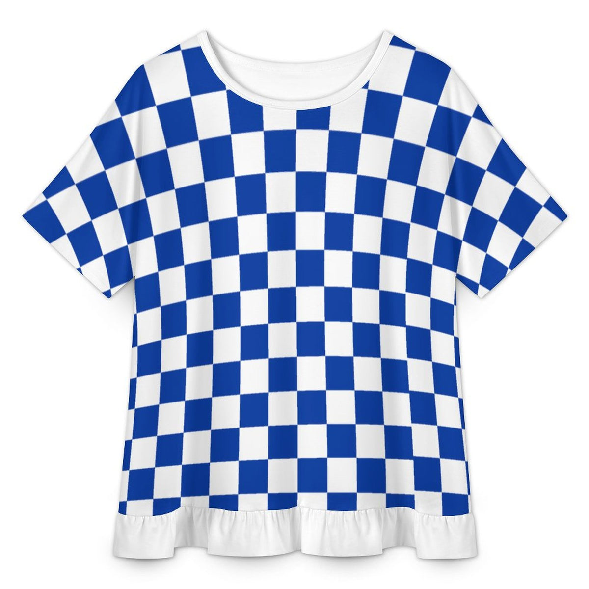 Kentucky Game Day Blue Check Women's Ruffle Tee