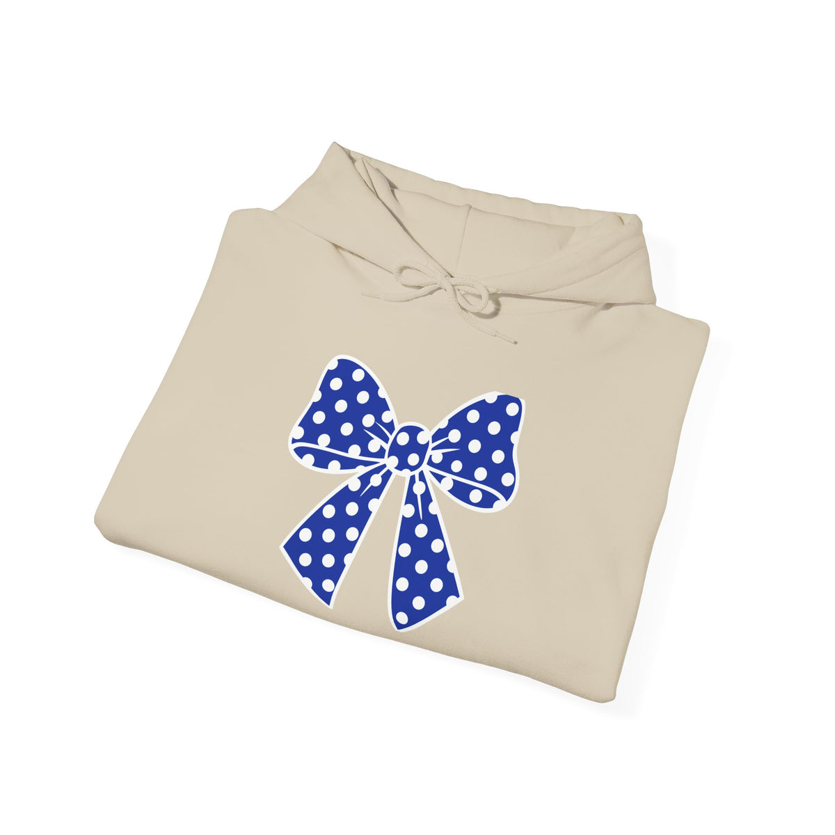 Polka Dot Bow Hoodie — Cute Blue Ribbon Graphic Sweatshirt