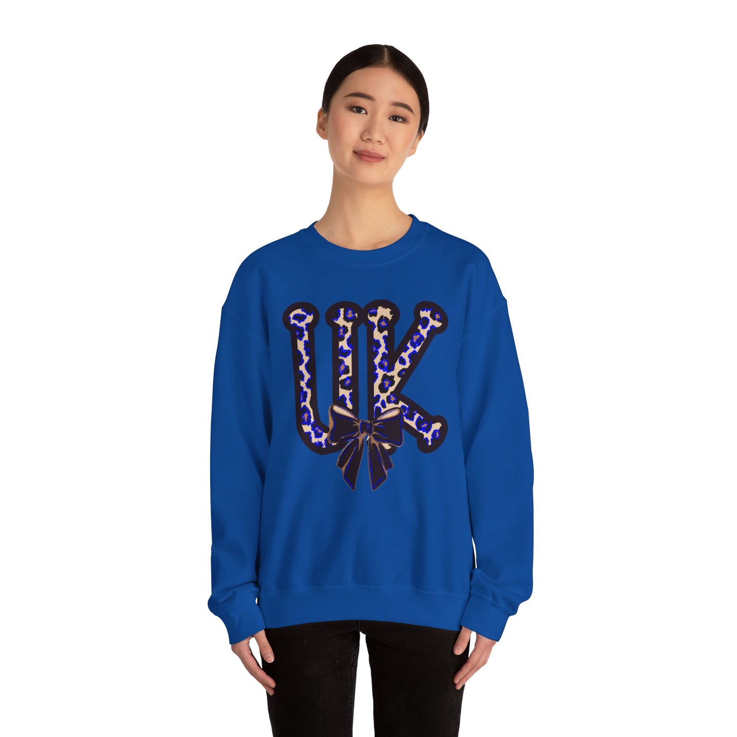 Kentucky Leopard & Black Bow Crewneck