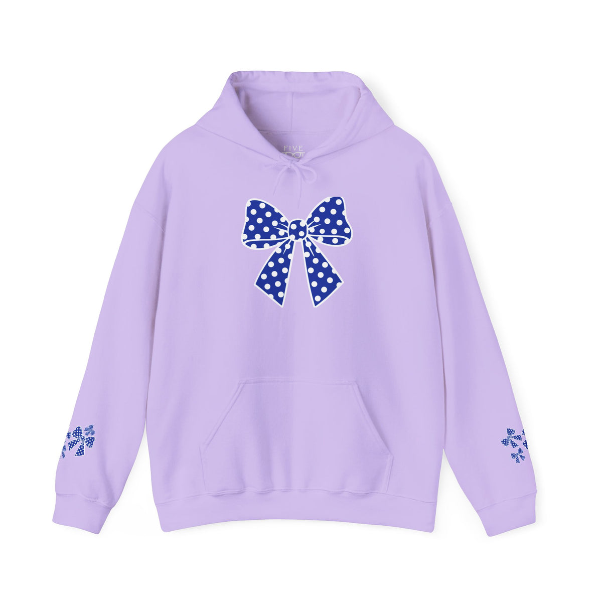 Polka Dot Bow Hoodie — Cute Blue Ribbon Graphic Sweatshirt