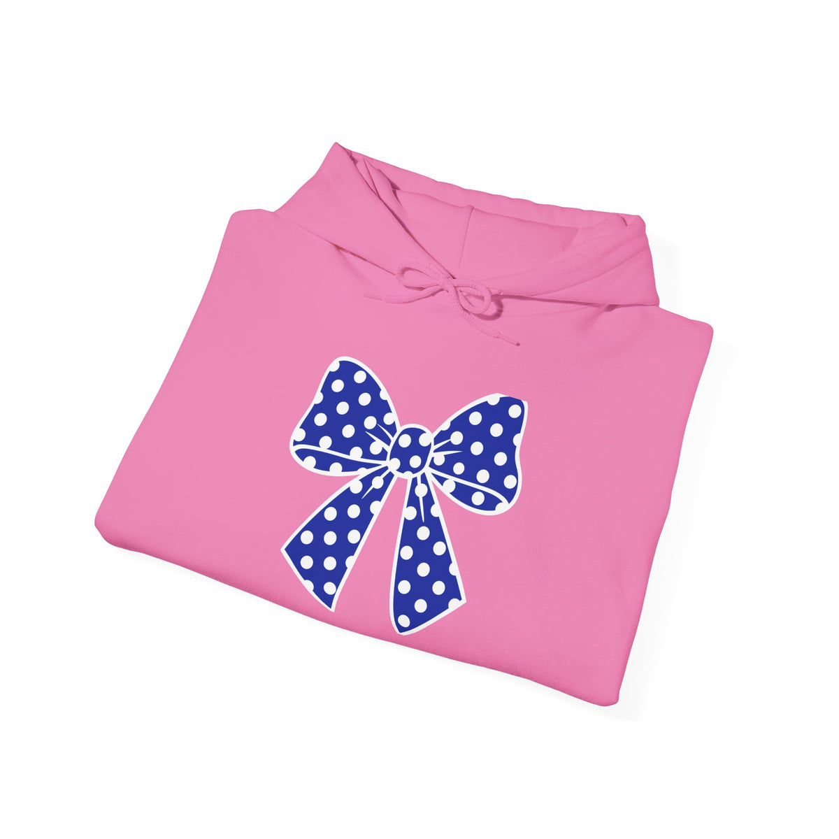 Polka Dot Bow Hoodie — Cute Blue Ribbon Graphic Sweatshirt