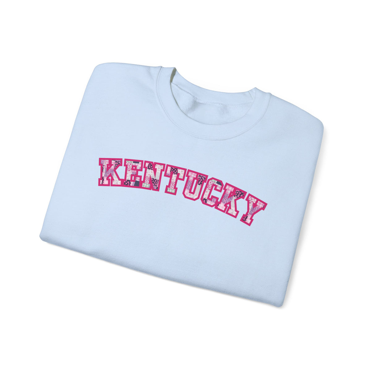 Kentucky Pink Plaid Crewneck Sweatshirt | State Pride, Retro Block Letters