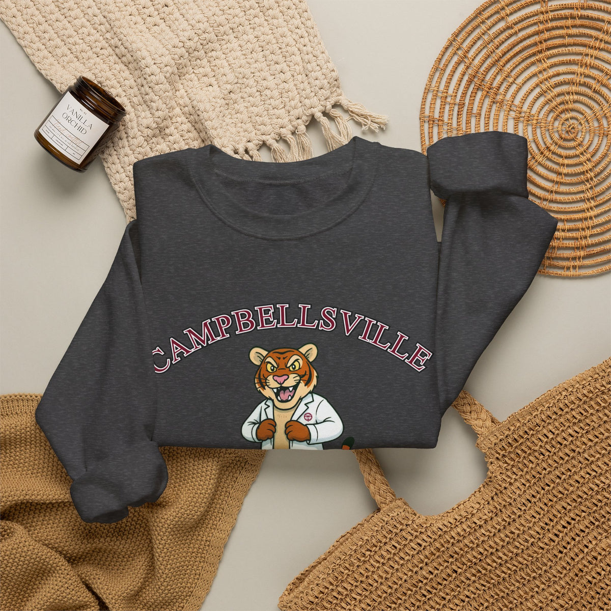 Campbellsville University Chiropractic Crewneck Sweatshirt — Retro Mascot Pullover