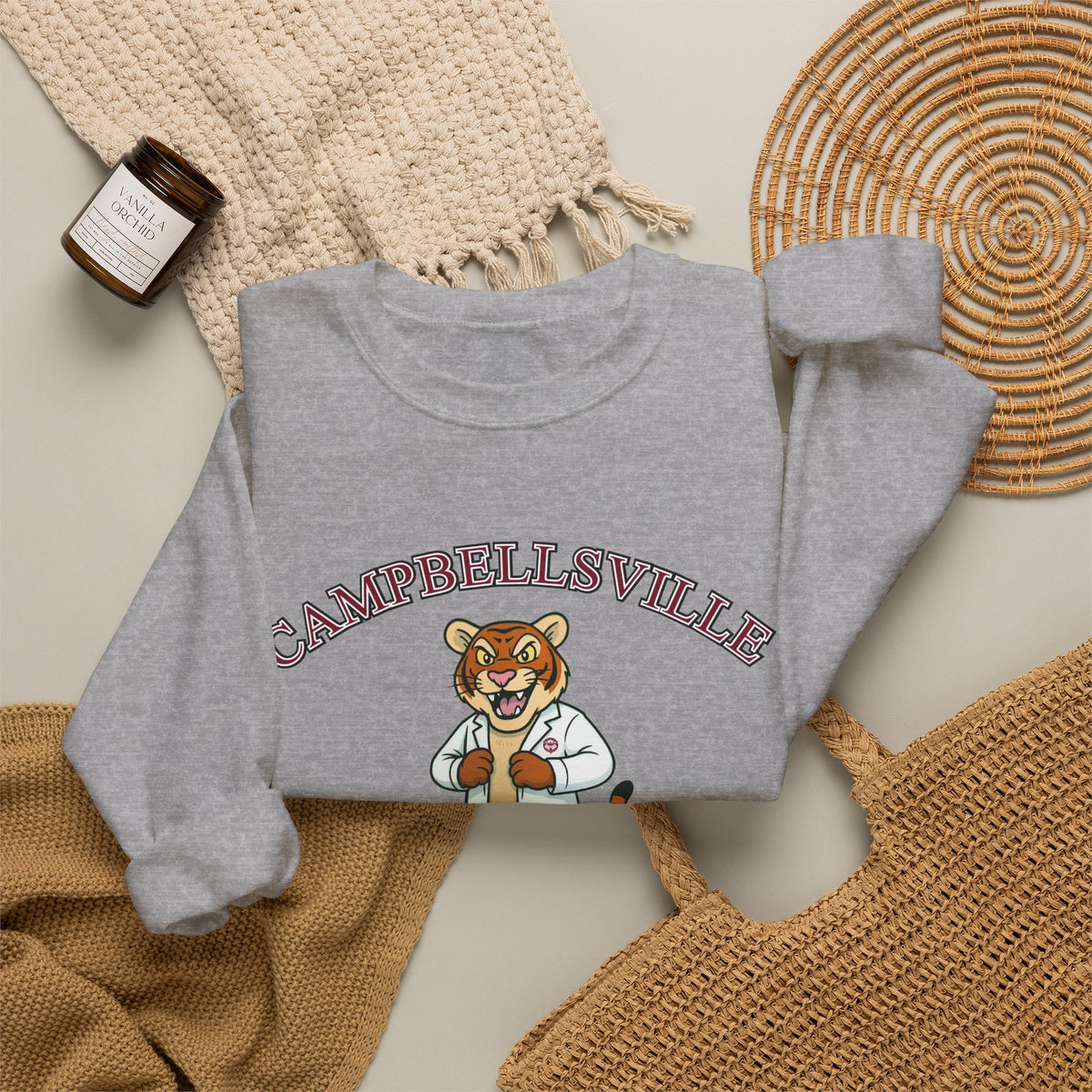 Campbellsville University Chiropractic Crewneck Sweatshirt — Retro Mascot Pullover