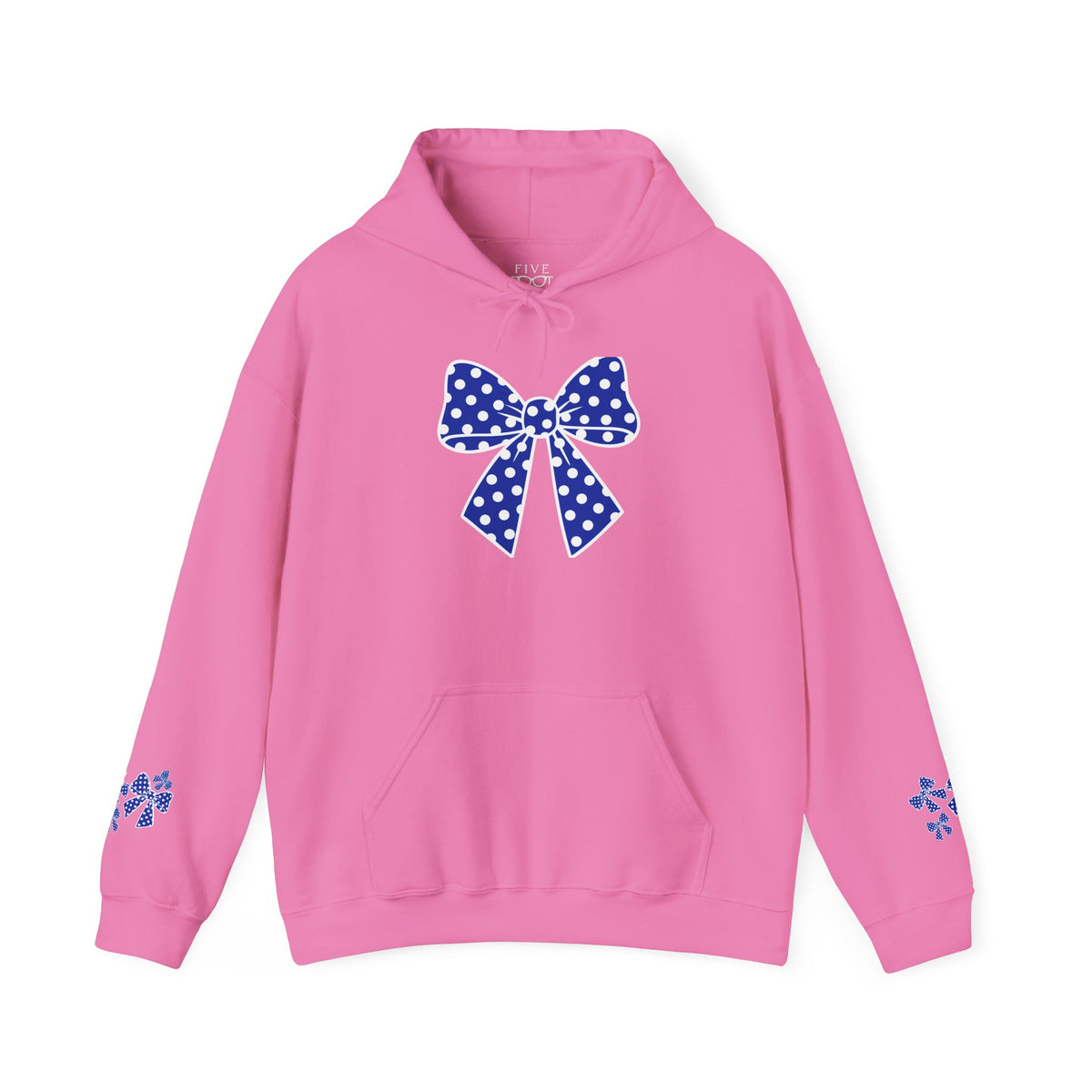 Polka Dot Bow Hoodie — Cute Blue Ribbon Graphic Sweatshirt