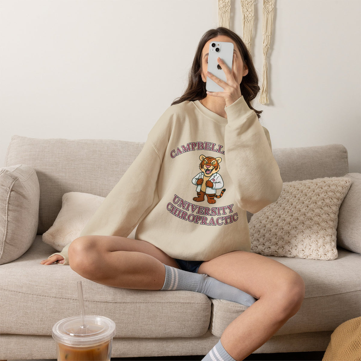 Campbellsville University Chiropractic Crewneck Sweatshirt — Retro Mascot Pullover