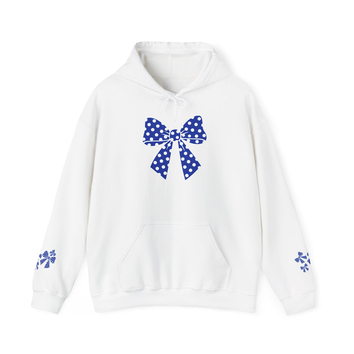 Polka Dot Bow Hoodie — Cute Blue Ribbon Graphic Sweatshirt