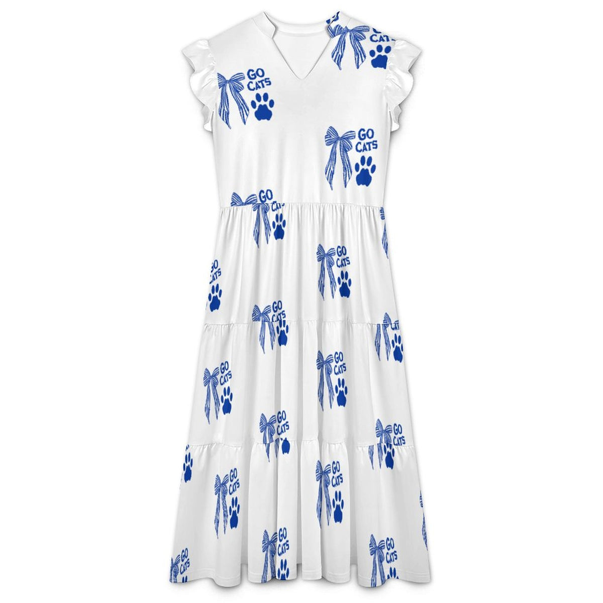 Kentucky GameDay Dress180gsm Ruffled V Neck Dress (All-Over Printing)