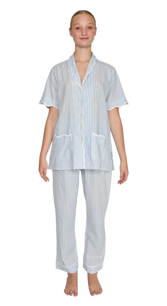 PIJAMA "CLASSIC BABY BLUE STRIPE" SHORT SLEVE