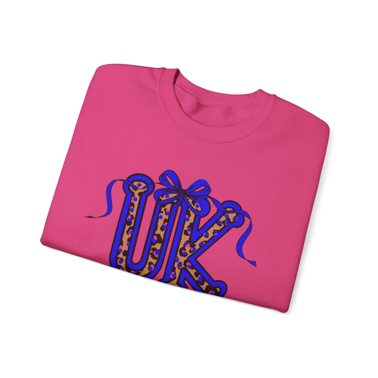 Kentucky Leopard & Blue Bow Crewneck