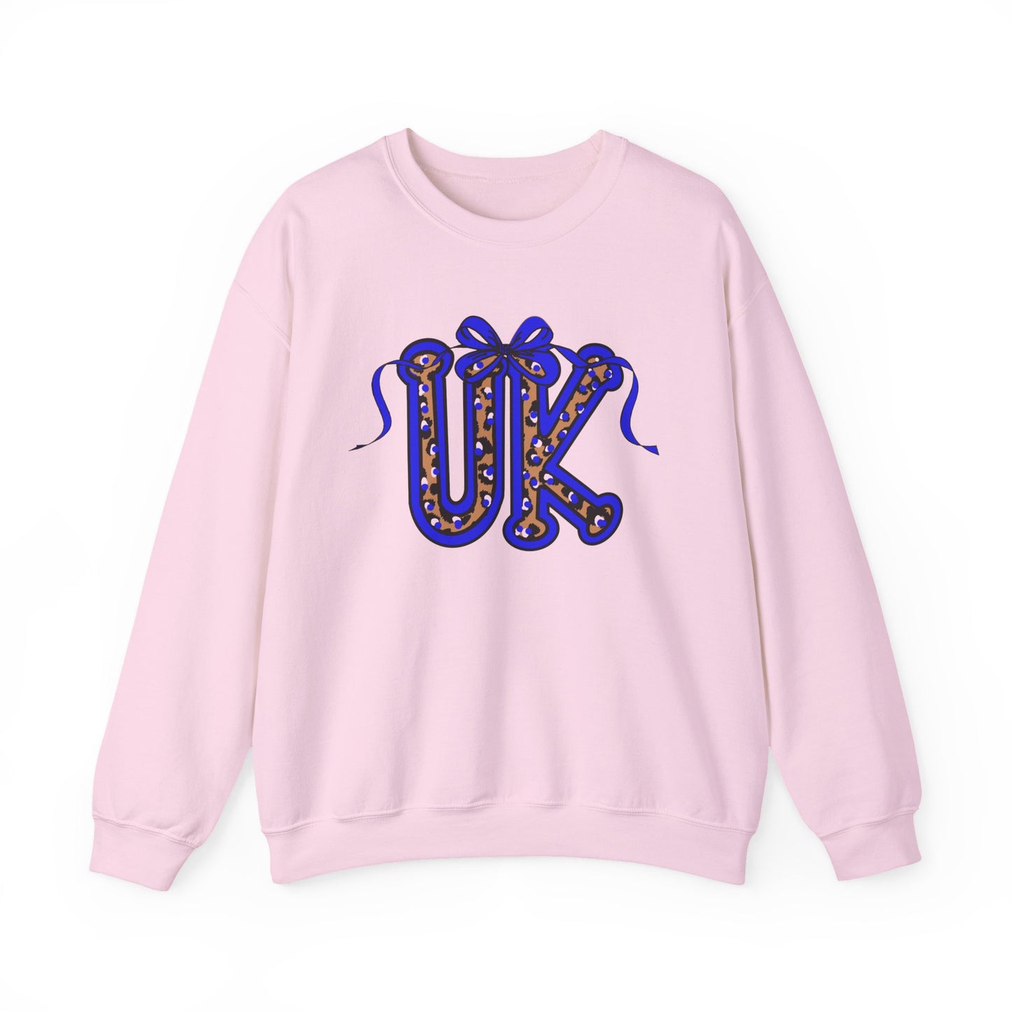Kentucky Leopard & Blue Bow Crewneck