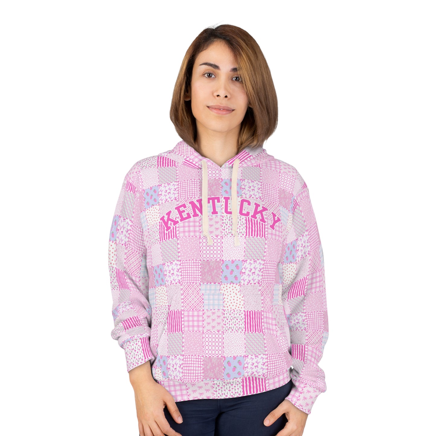 Pink Patchwork Kentucky Hoodie – Cozy State Pride Pullover