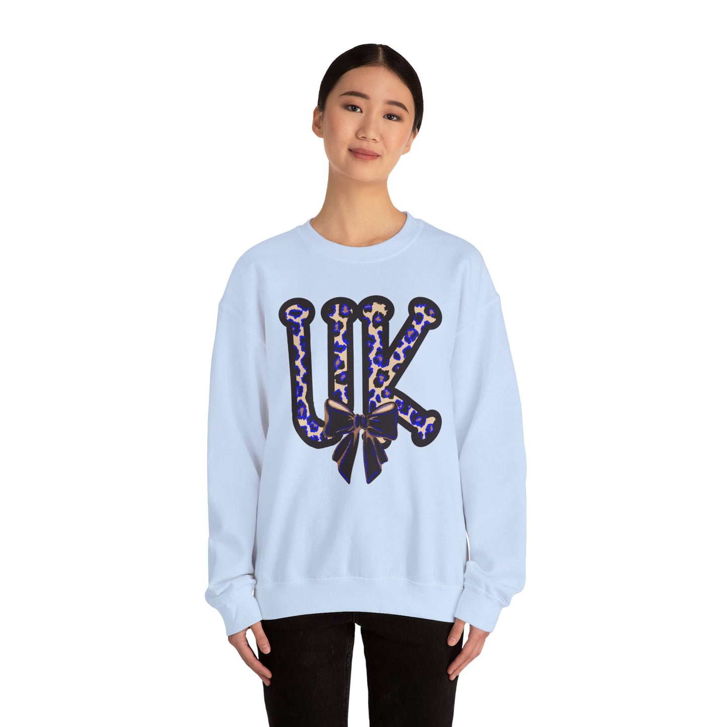 Kentucky Leopard & Black Bow Crewneck