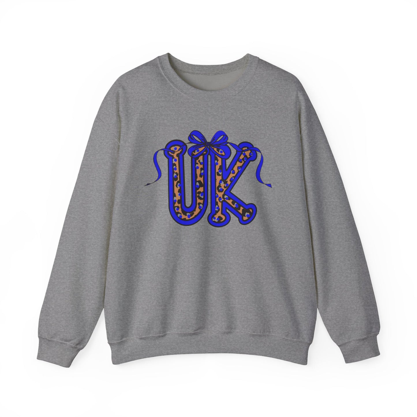 Kentucky Leopard & Blue Bow Crewneck