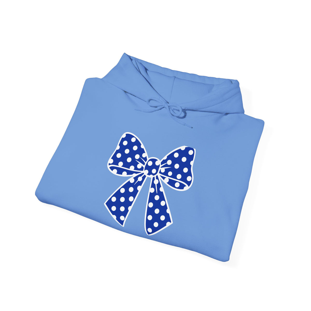 Polka Dot Bow Hoodie — Cute Blue Ribbon Graphic Sweatshirt