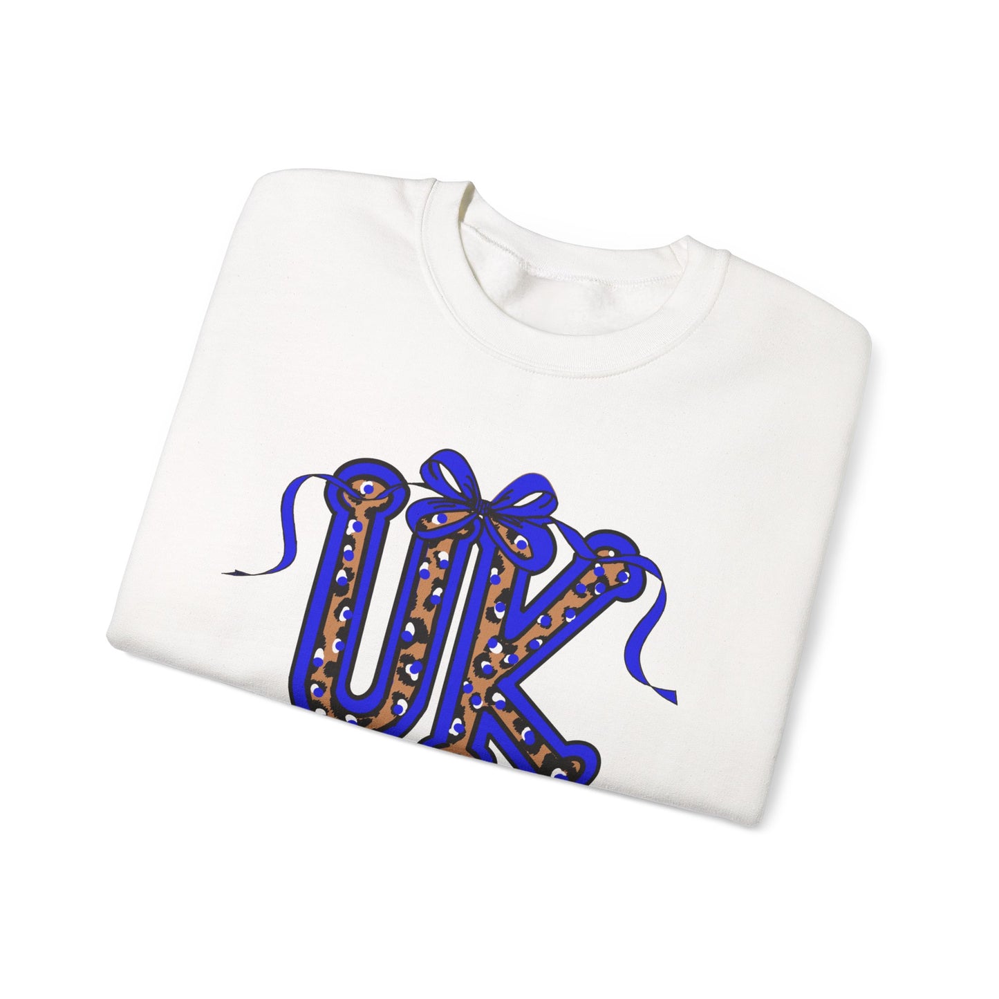 Kentucky Leopard & Blue Bow Crewneck