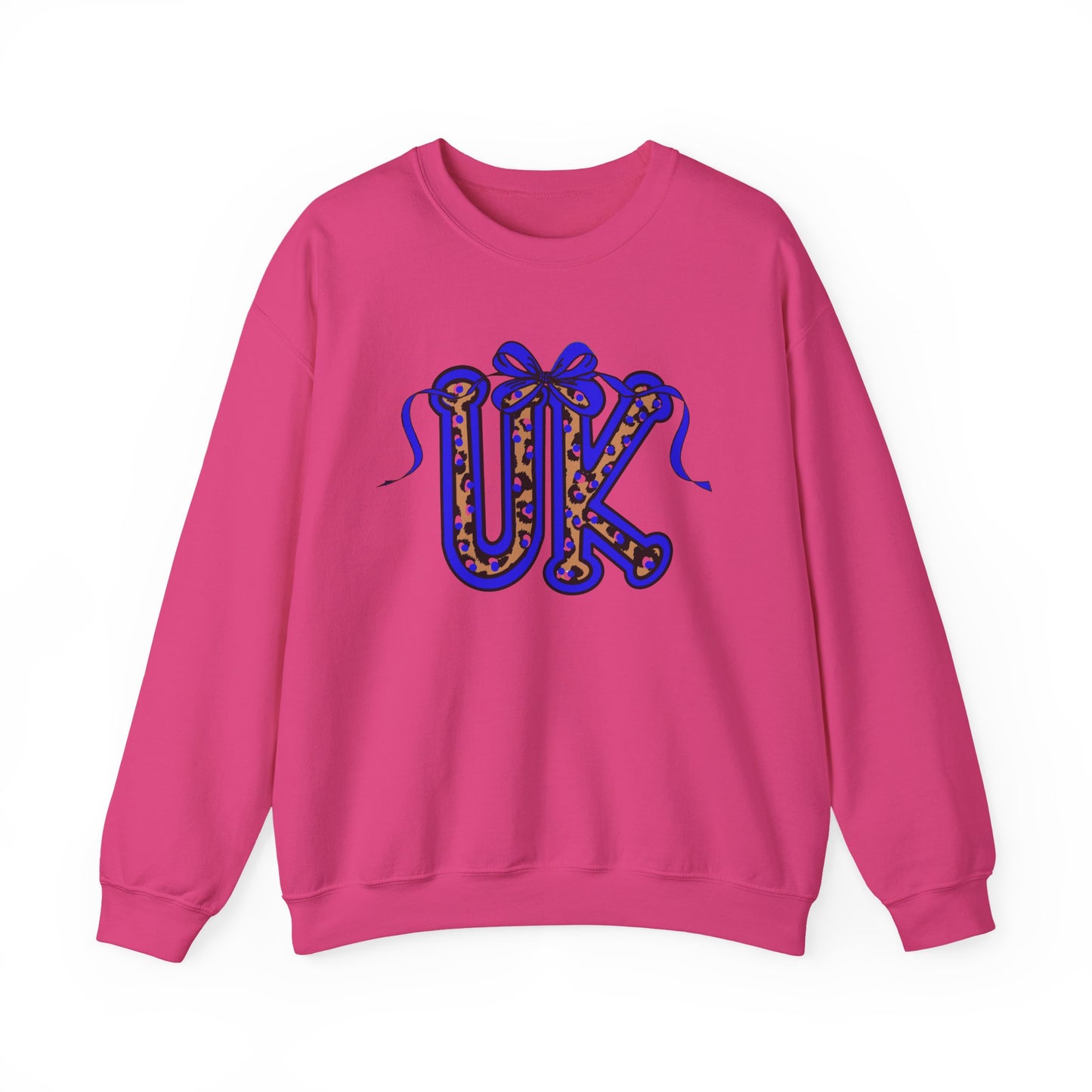 Kentucky Leopard & Blue Bow Crewneck