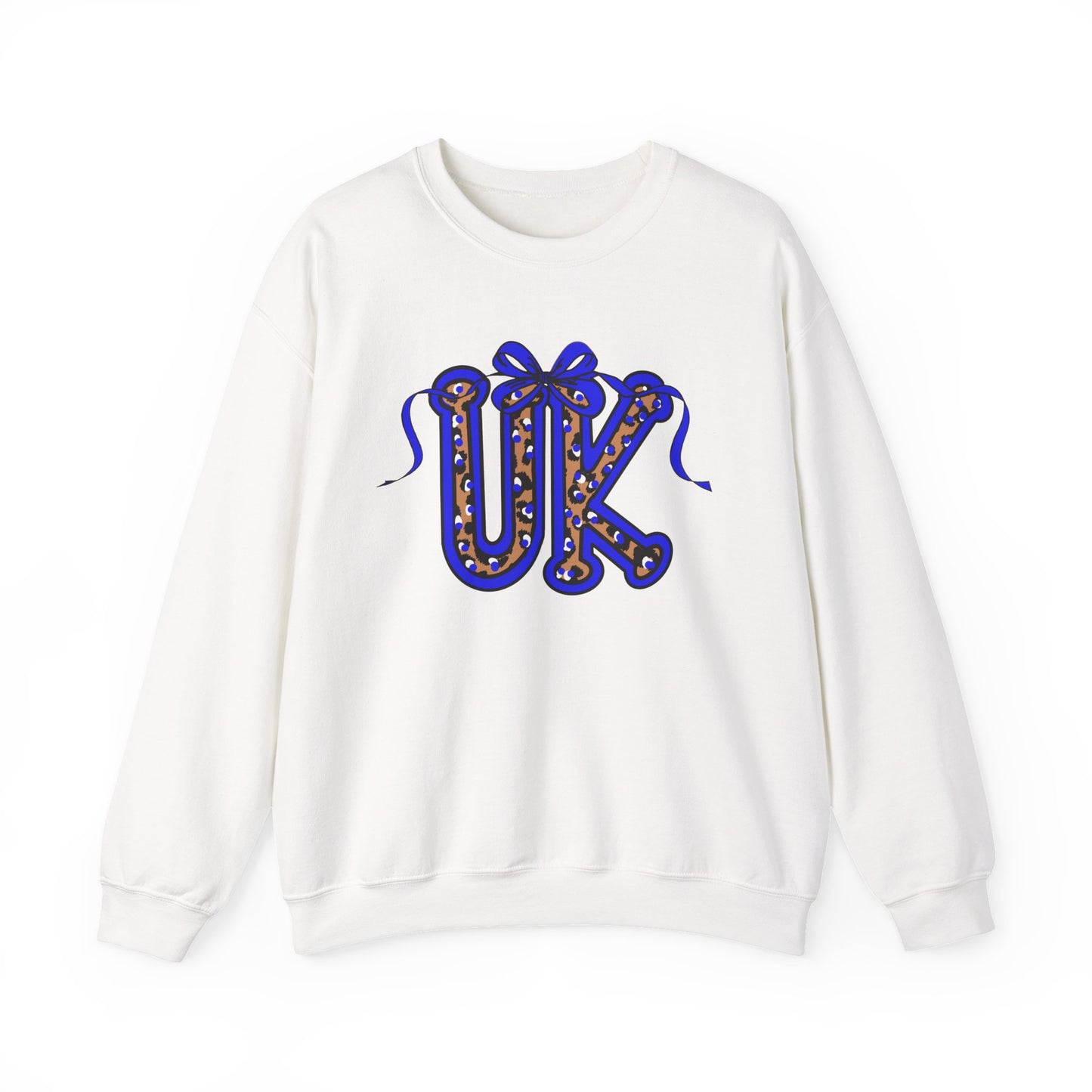 Kentucky Leopard & Blue Bow Crewneck