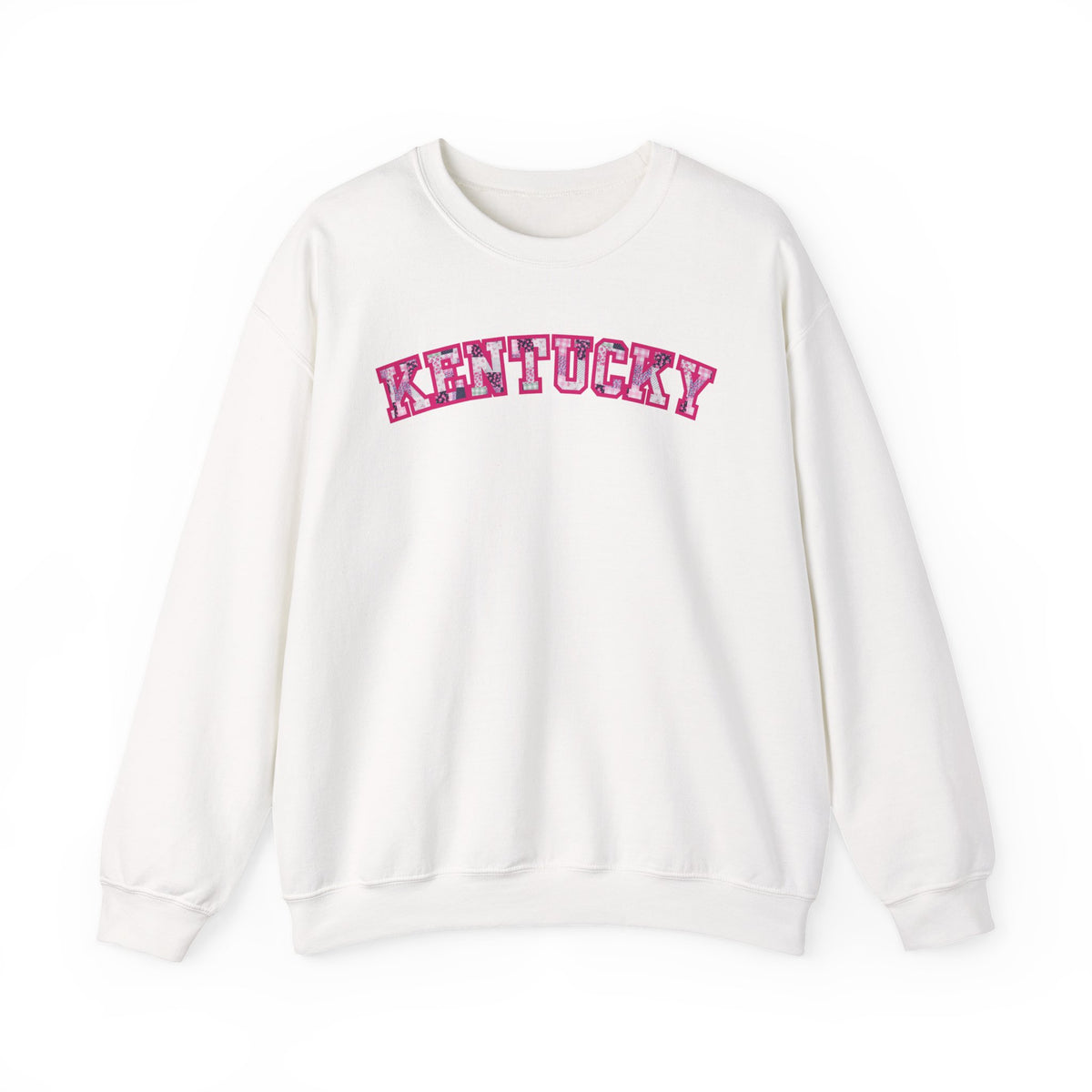 Kentucky Pink Plaid Crewneck Sweatshirt | State Pride, Retro Block Letters