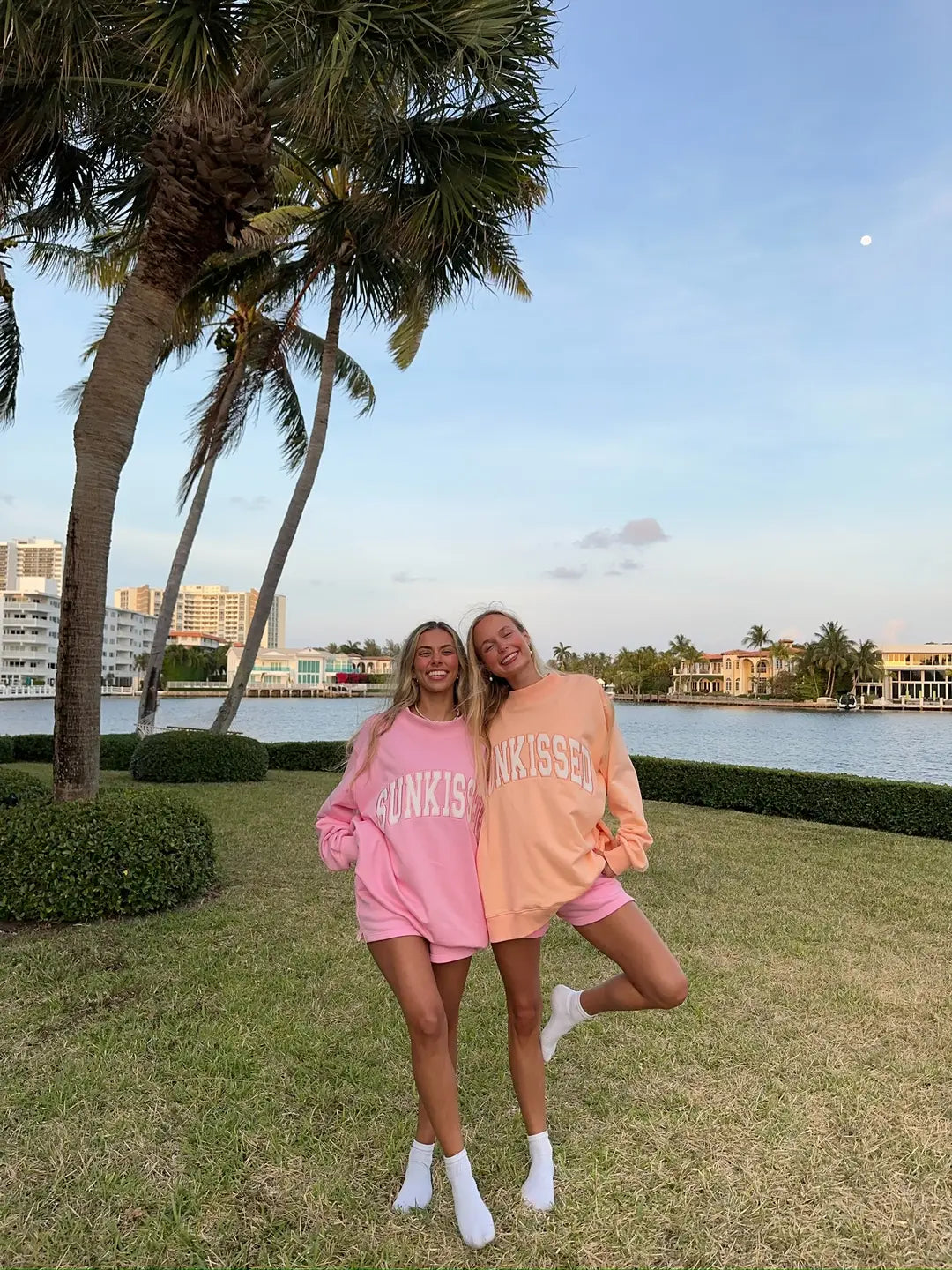 Lottie Pink Varsity Sunkissed Embroidered Mockneck Sweatshirt 100% Cotton