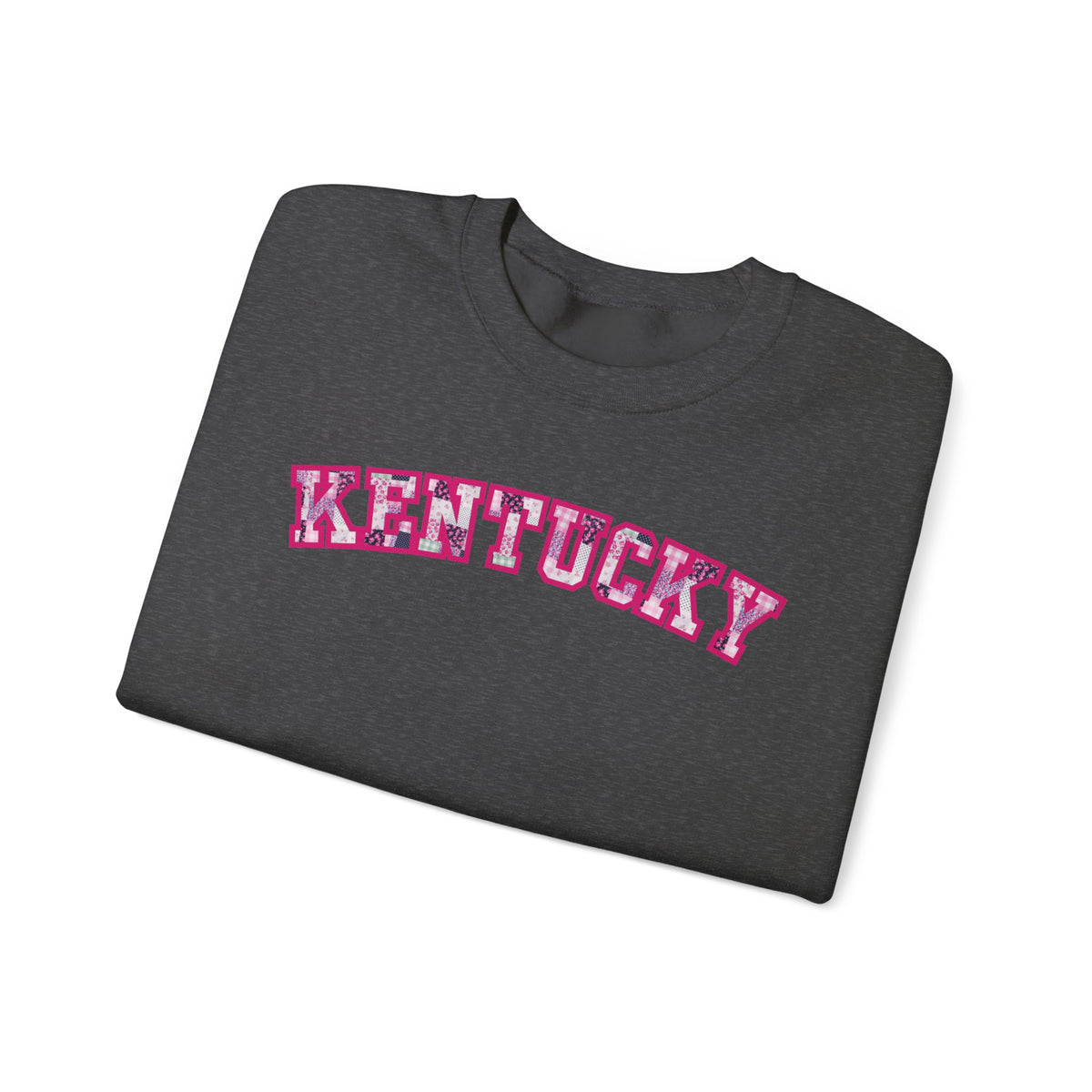 Kentucky Pink Plaid Crewneck Sweatshirt | State Pride, Retro Block Letters