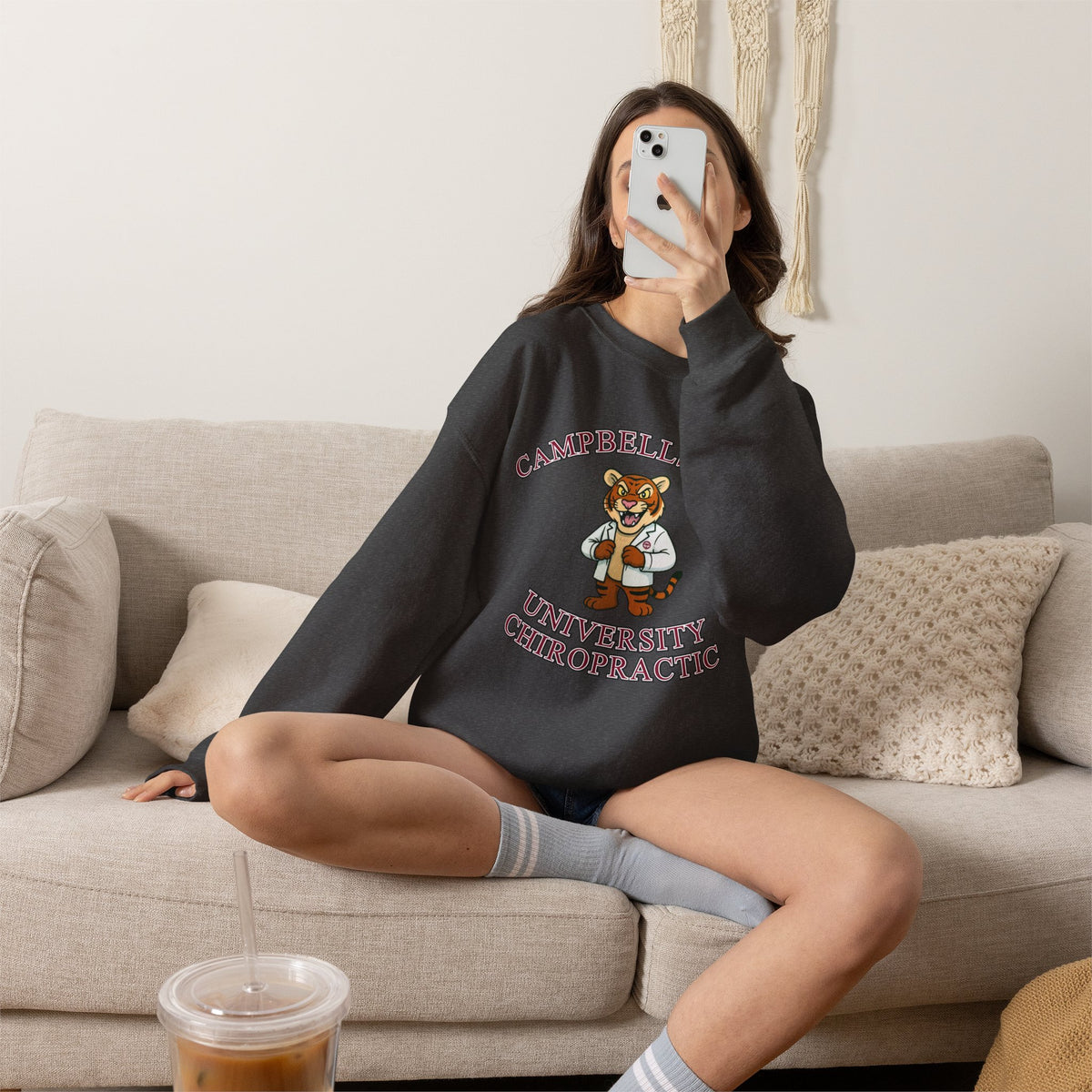 Campbellsville University Chiropractic Crewneck Sweatshirt — Retro Mascot Pullover
