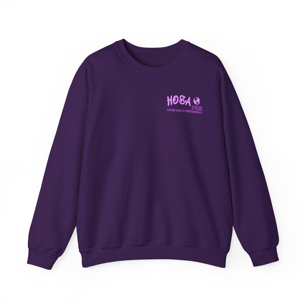 HOSA Concert Style Crewneck Sweatshirt, Cozy Unisex Sweatshirt, Ideal for Health Students | Purple Gildan Edition