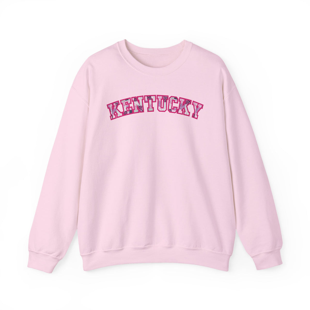 Kentucky Pink Plaid Crewneck Sweatshirt | State Pride, Retro Block Letters