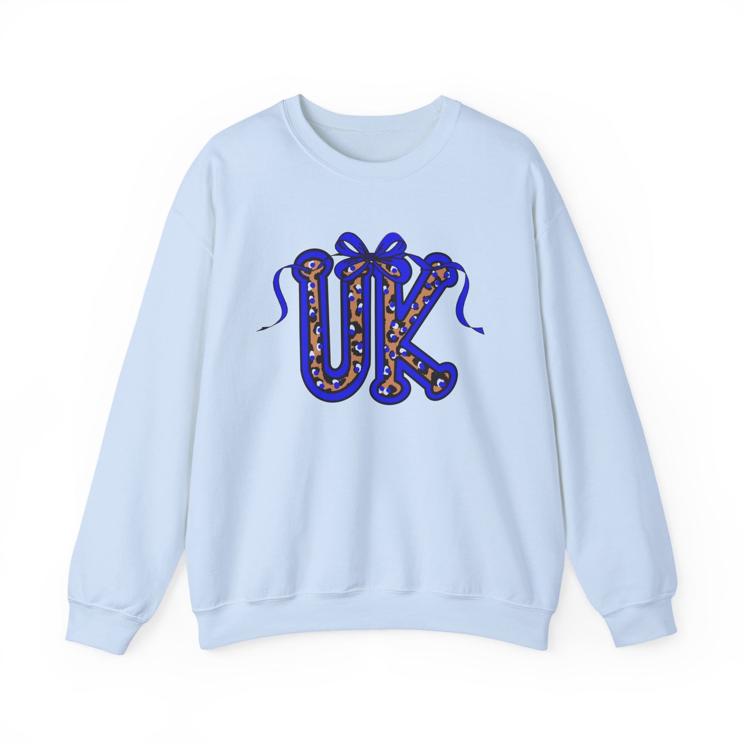 Kentucky Leopard & Blue Bow Crewneck