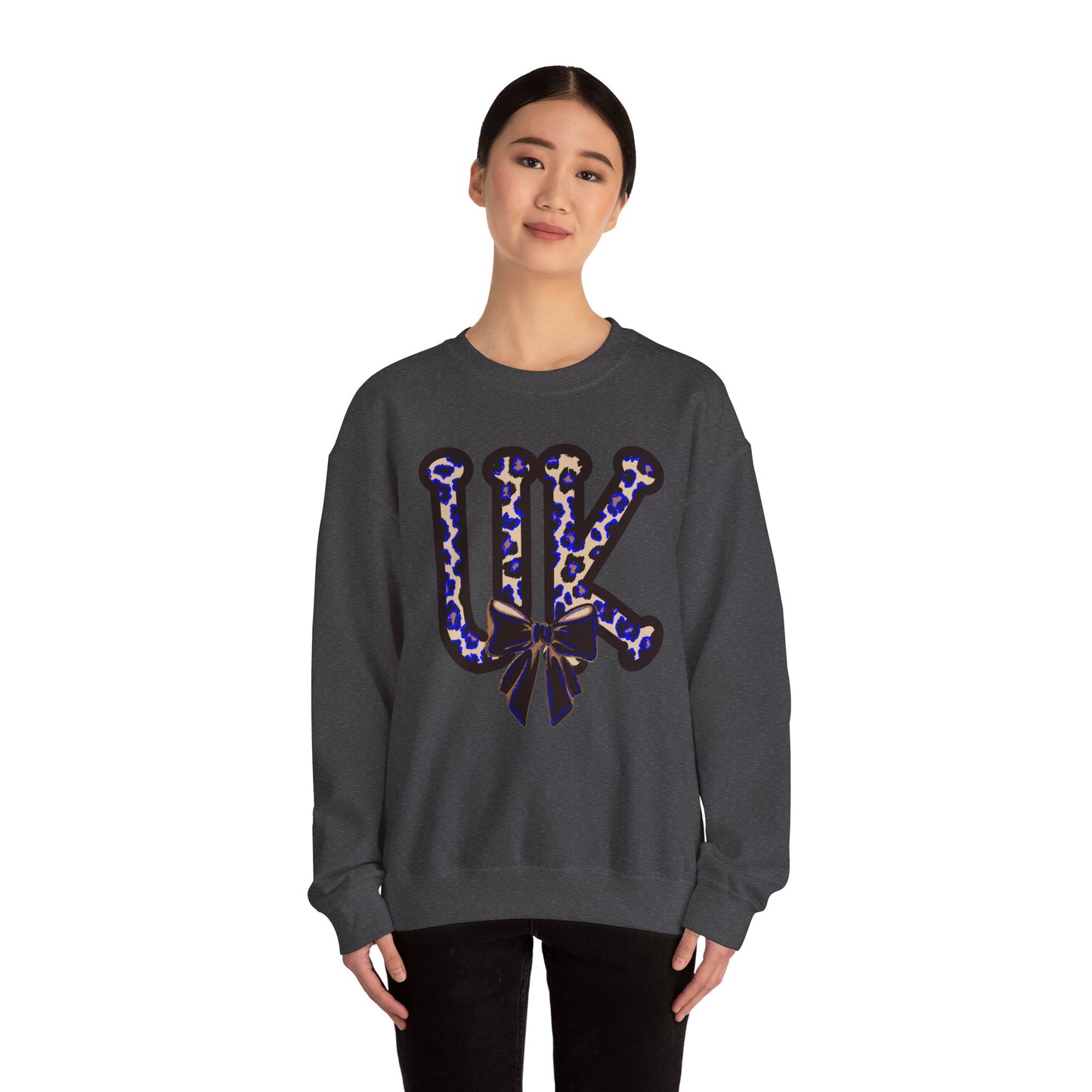 Kentucky Leopard & Black Bow Crewneck