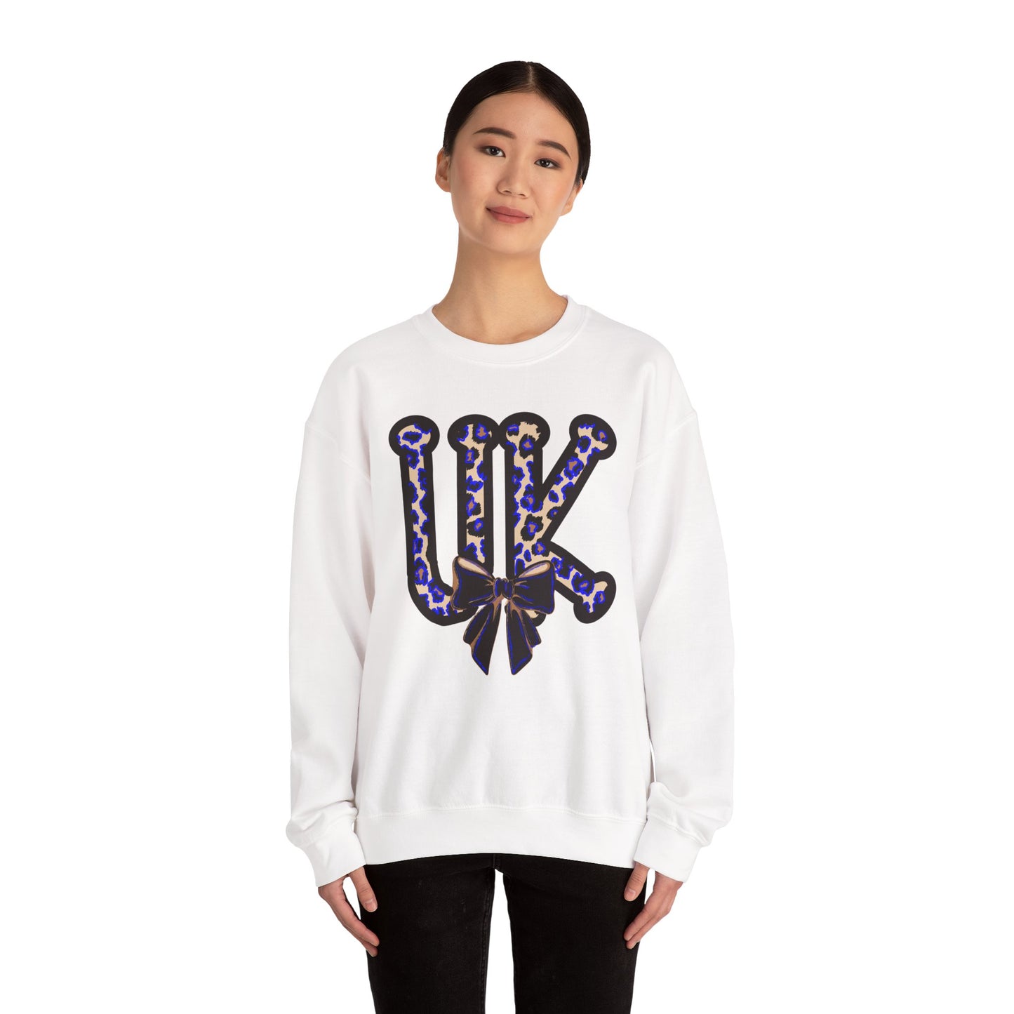 Kentucky Leopard & Black Bow Crewneck
