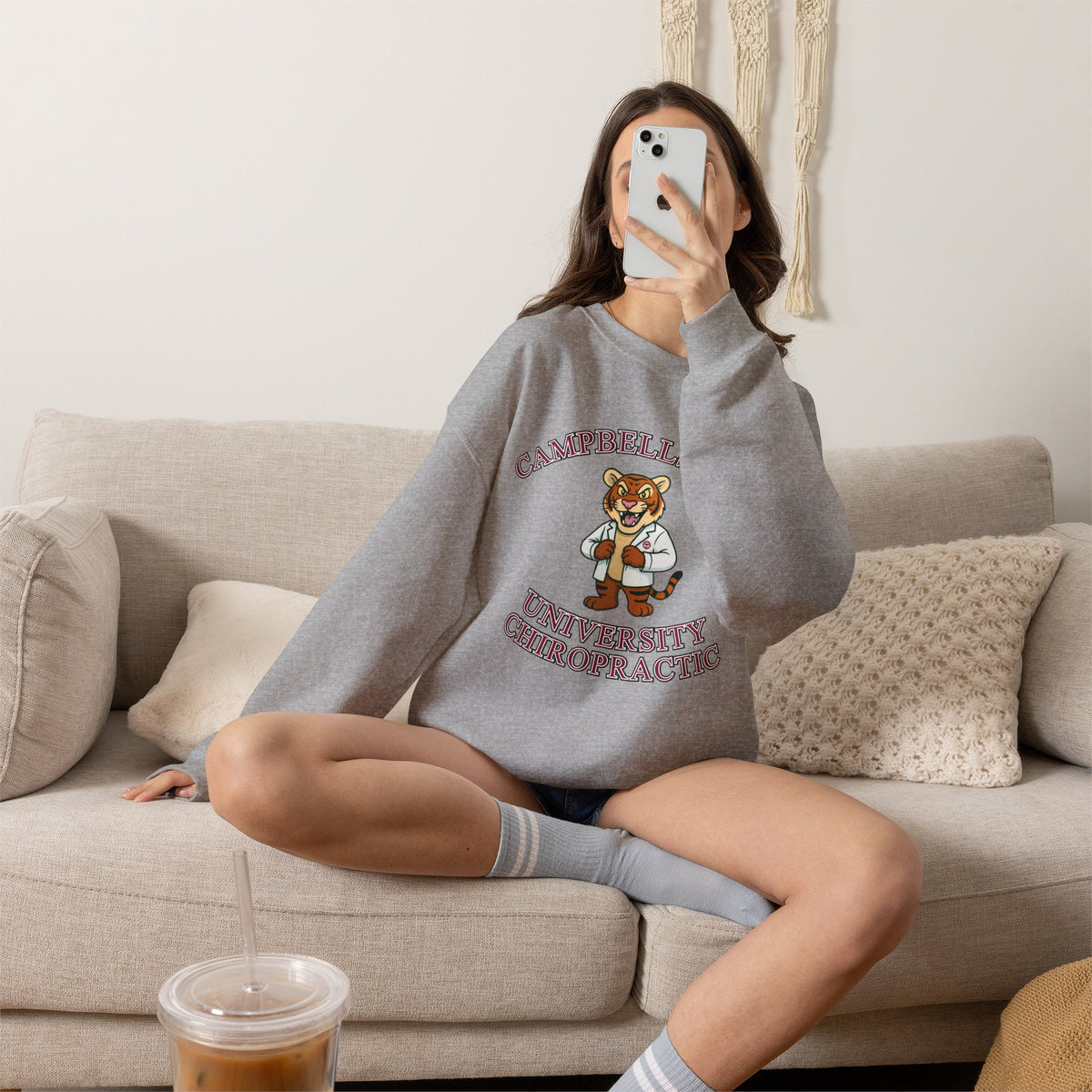 Campbellsville University Chiropractic Crewneck Sweatshirt — Retro Mascot Pullover