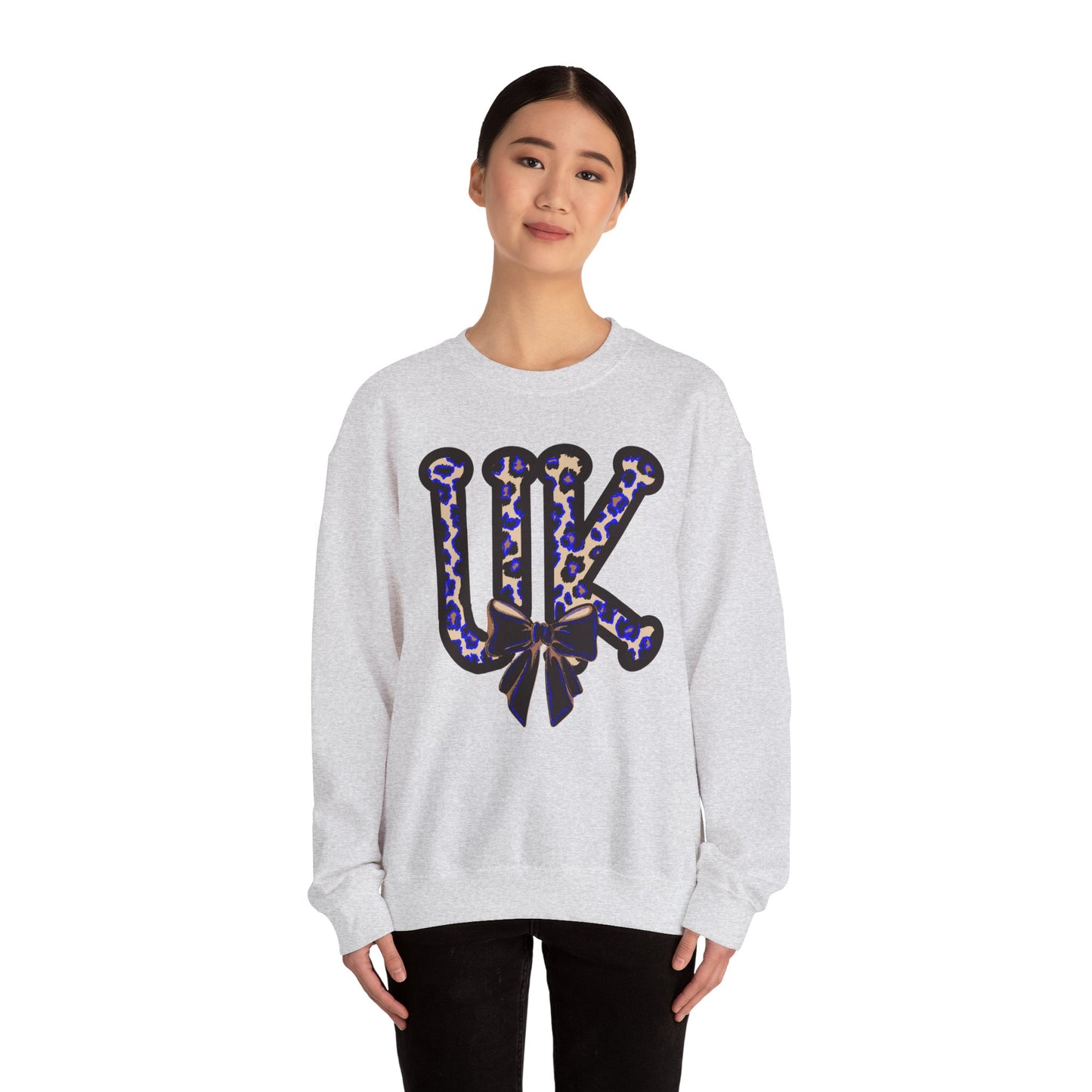 Kentucky Leopard & Black Bow Crewneck