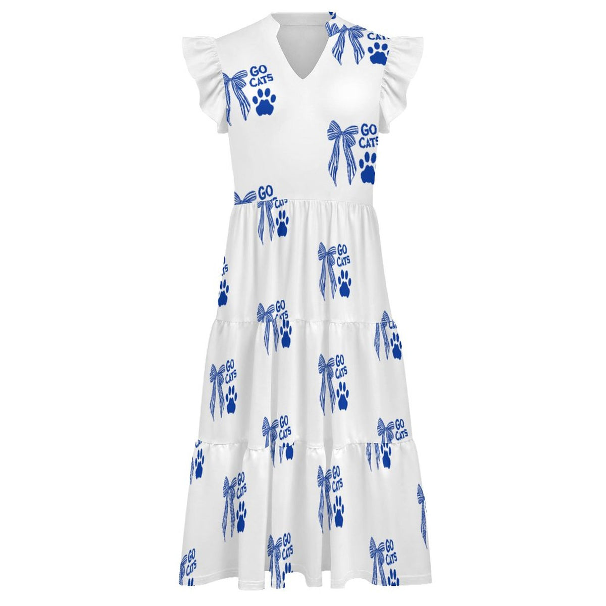 Kentucky GameDay Dress180gsm Ruffled V Neck Dress (All-Over Printing)